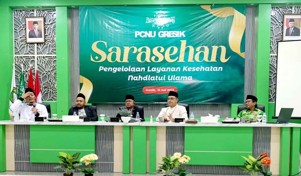 PCNU Gresik menggelar sarasehan mengenai pengelolaan layanan kesehatan Nahdlatul Ulama, Sabtu (15/7/2023) di YPI Darussalam Cerme Gresik. Foto: NUGres