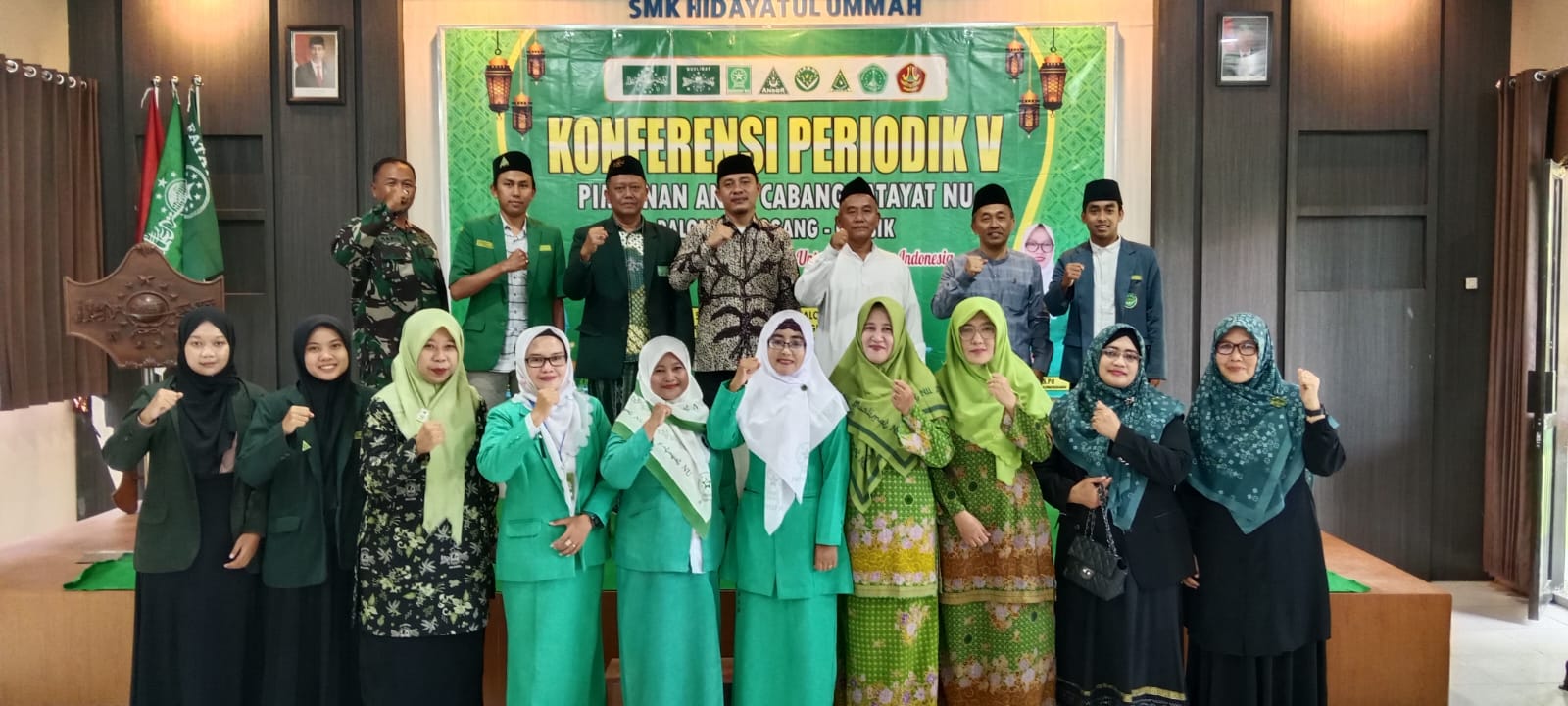 Stakeholder NU Balongpanggang kompak memberikan support dalam konferensi periodik ke V Fatayat NU Balongpanggang. Foto: dok PAC Fatayat NU Balongpanggang/NUGres