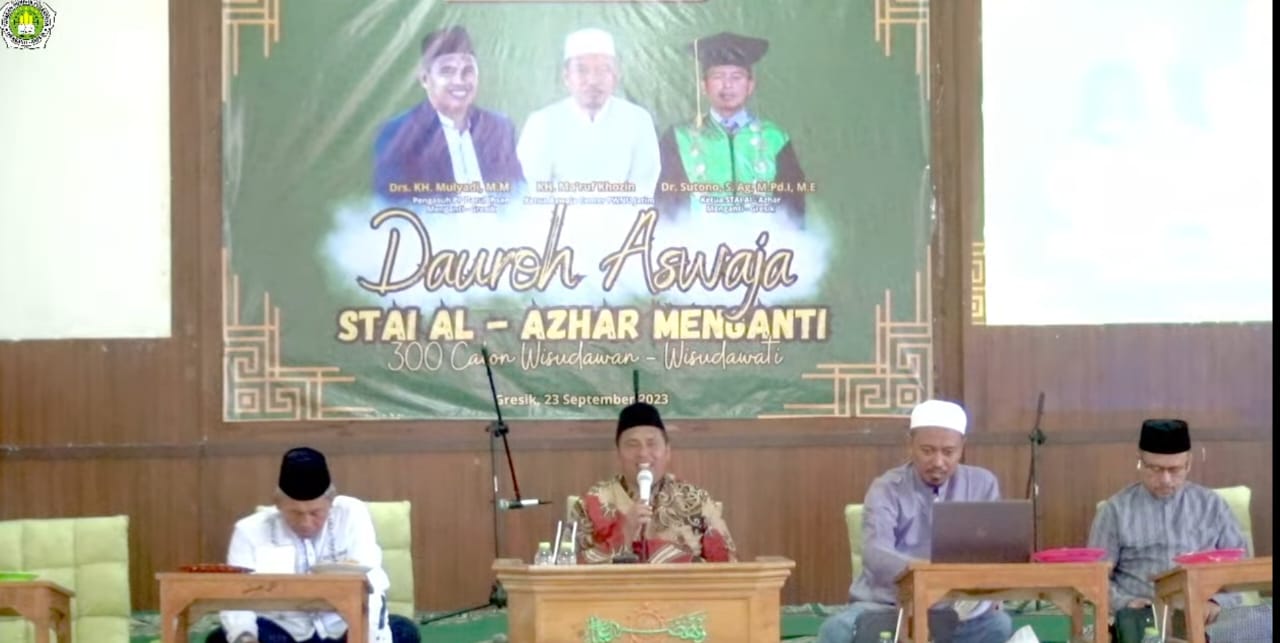 STAI Al Azhar Menganti Menggelar Dauroh Aswaja dengan narasumber Aswaja NU Center PWNU Jatim dan PCNU Gresik. Foto: Youtube STAI Al Azhar Official/NUGres