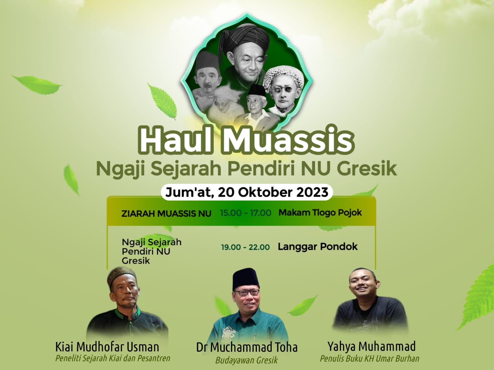Flyer Publikasi Haul Muassis dan Ngaji Sejarah Pendiri NU Gresik. Foto/ilustrasi: ist/NUGres
