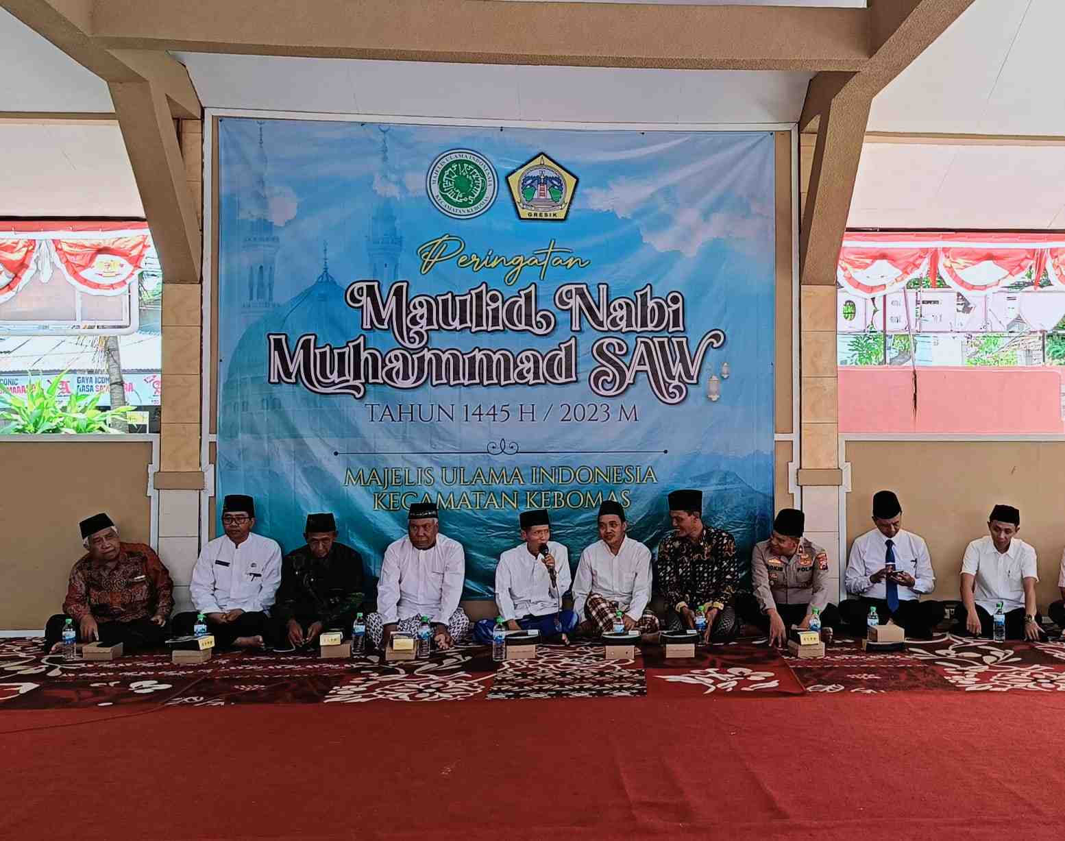 Majelis Ulama Indonesia (MUI) Kecamatan Kebomas, Kabupaten Gresik, Peringati Maulid Nabi Sekaligus Tasyakuran Kantor Baru, Selasa (10/10/2023). Foto: Luthfi Anshori/NUGres