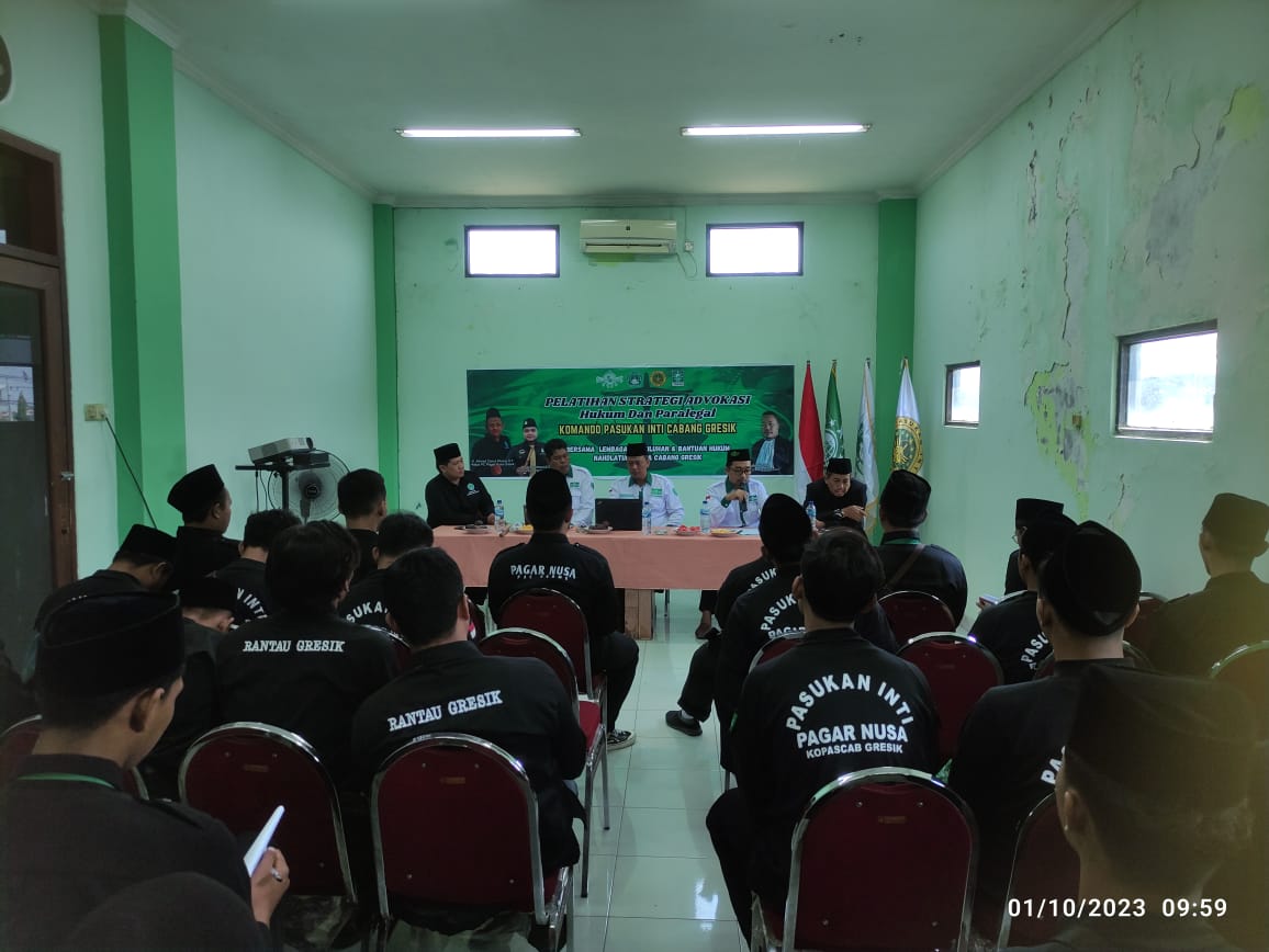 Menggandeng LPBHNU Gresik, Pasukan Inti Pagar Nusa Diajak Melek Hukum, Ahad (1/10/2023). Foto: NUGres