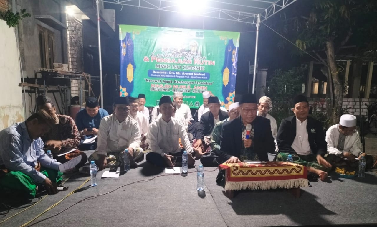 Lailatul Ijtima' MWCNU Cerme kembali digelar di Ranting NU Tempel, Cerme Gresik, Sabtu malam (25/11/2023). Foto: Husni Fitriawan/NUGres