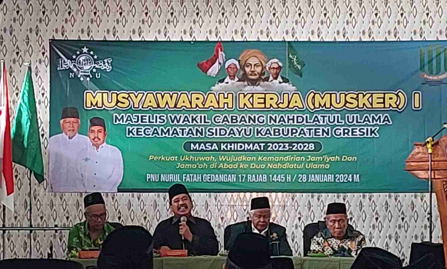 Majelis Wakil Cabang Nahdlatul Ulama Sidayu masa khidmat 2023 - 2028 menggelar Musker ke-I, Ahad (28/1/2024) pagi. Foto: dok MWCNU Sidayu/NUGres