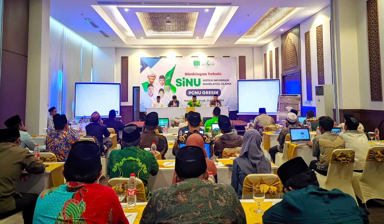 PCNU Gresik meluncurkan dan gelar Bimbingan Teknis puluhan Admin Sistem Informasi Nahdlatul Ulama (SINU), Ahad (21/1/2024). Foto: Jalil/NUGres