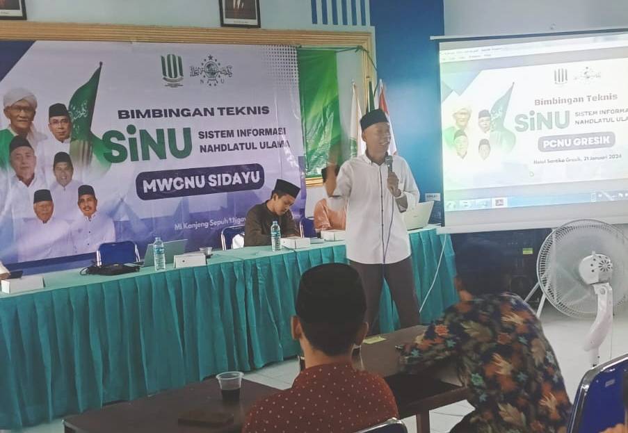 Bimbingan teknis Sistem Informasi Nahdlatul Ulama (SiNU) Gresik oleh MWCNU Sidayu, Senin (29/1/2024). Foto: dok MWCNU Sidayu/NUGres