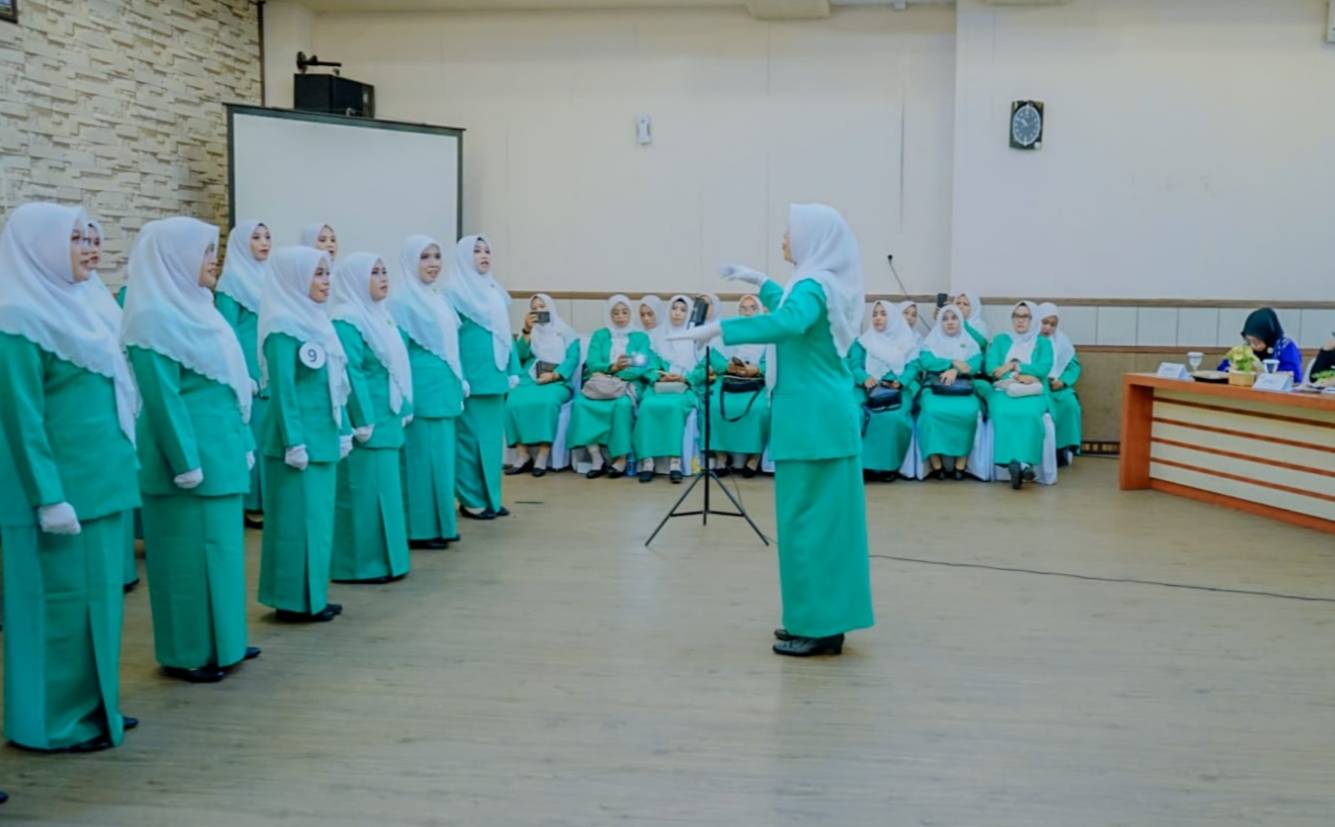 Lomba Paduan Suara dan Mars Hymne Fatayat NU digelar oleh Pimpinan Cabang Fatayat NU Gresik, Ahad (4/2/2024). Foto: ist/NUGres