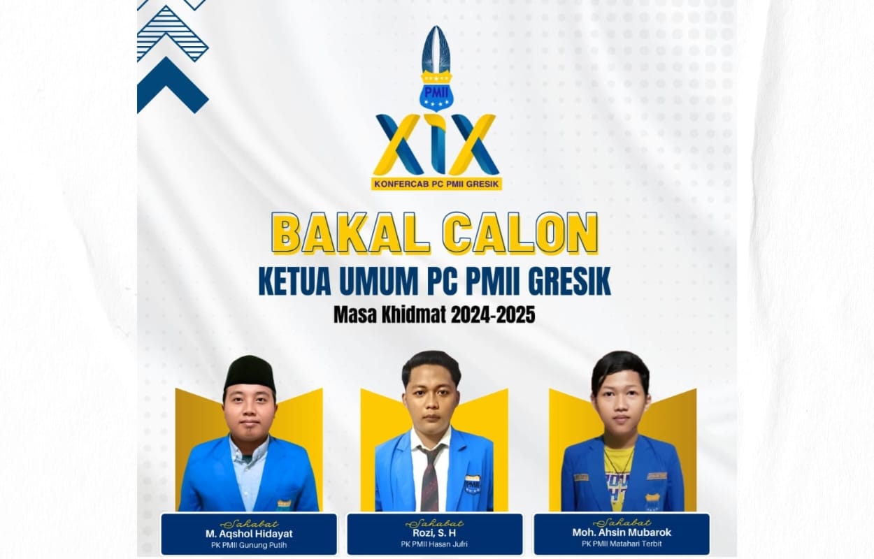 Tiga kader terbaik PMII di Gresik akan berebut posisi Ketua PC PMII Gresik dalam Konferensi Cabang ke XIX. Foto: akun instagram @pc_pmiigresik/NUGres