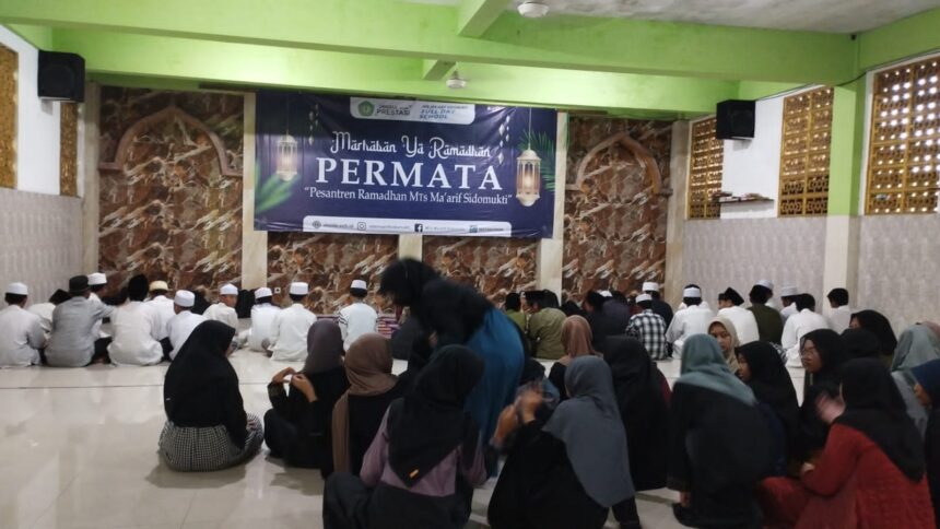 Kegiatan Pondok Ramadhan MTs Ma'arif Sidomukti Kebomas, Gresik, Kamis (14/3/2024). Foto: dok MTs Ma'arif Sidomukti/NUGres
