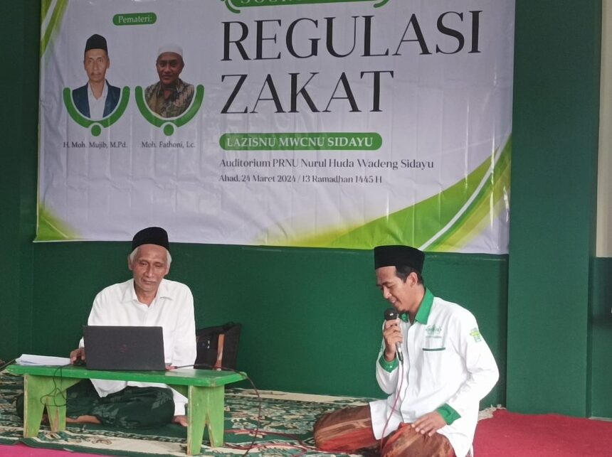 Pengurus NU Care Lazisnu MWCNU Sidayu Gresik menggelar Sosialisasi Regulasi Zakat, Ahad (24/3/2024). Foto: dok Lazisnu MWCNU Sidayu/NUGres