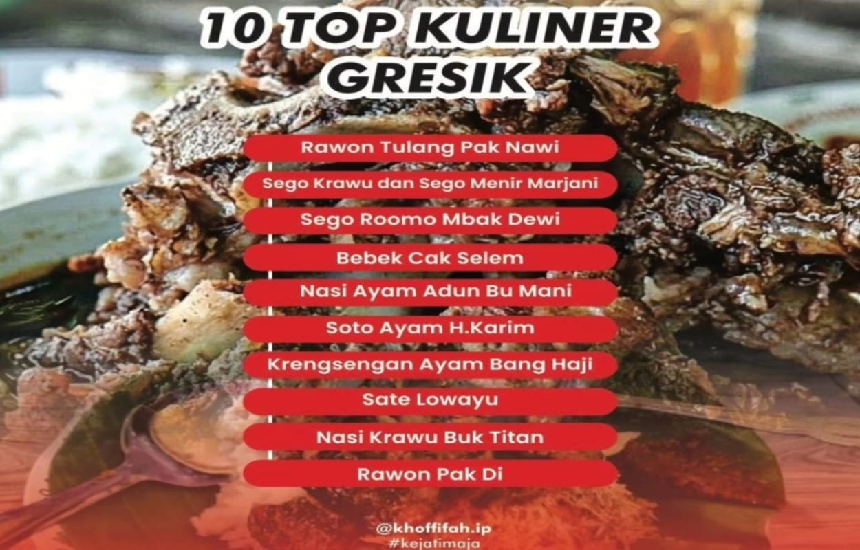 10 Top Kuliner di Kabupaten Gresik menurut versi Bunda Khofifah. Foto/ilustrasi: instagram @khofifah.ip/NUGres