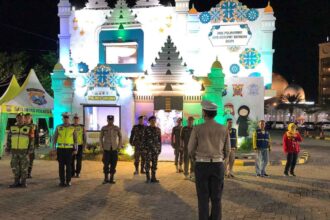 Satuan Koordinator Cabang Barisan Ansorserbaguna (Satkorcab Banser) Gresik turut mendukung Posko Pelayanan Lebaran Polres Gresik. Foto: dok Satkorcab Banser Gresik/NUGres