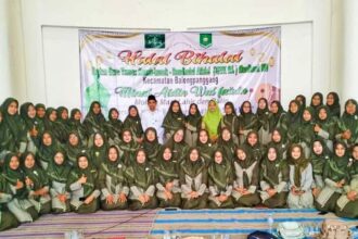 Halal Bihalal Ikatan Guru Taman Kanak-kanak (IGTK) Raudlatul Athfal Muslimat (RAM) Nahdlatul Ulama (NU) Balongpanggang Gresik di Masjid KH Robbach Ma'sum, Senin (22/4/2024) pagi. Foto: Samsul Arif/NUGres