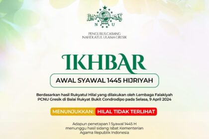 Hasil rukyatul hilal penentuan awal syawal 1445 Hijiriah tim LFNU Gresik tidak melihat hilal. Foto/ilustrasi: Abdul Jalil/NUGres