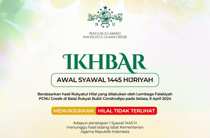 Hasil rukyatul hilal penentuan awal syawal 1445 Hijiriah tim LFNU Gresik tidak melihat hilal. Foto/ilustrasi: Abdul Jalil/NUGres