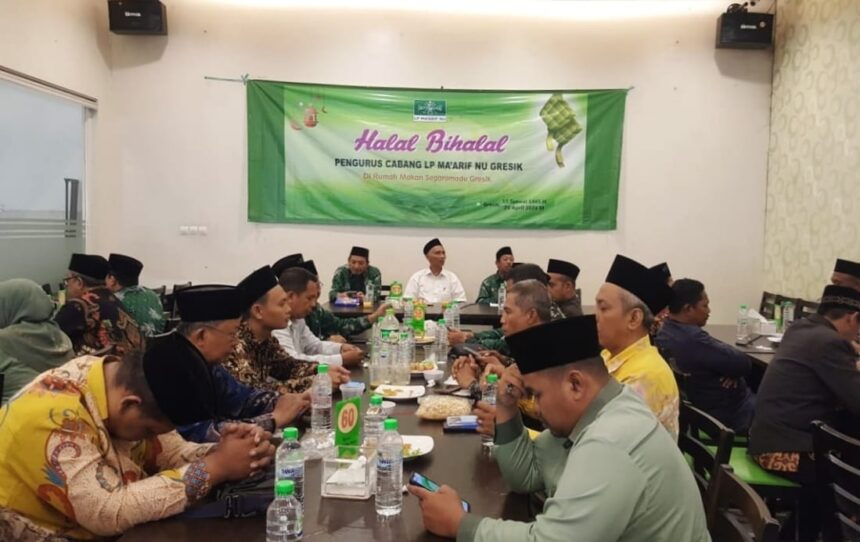 Pengurus Cabang dan Wakil Cabang Nahdlatul Ulama LP Ma'arif NU Gresik menggelar Halal Bihalal, Rabu (24/4/2024). Foto: dok PC LP Ma'arif NU Gresik/NUGres