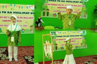 Gemes! Lomba Cerita Bahasa Jawa (Gresikan) se-Kabupaten Gresik yang digelar di TKMNU 8 Lumpur Gresik, Rabu (8/5/2024) kemarin. Foto: Chidir/NUGres