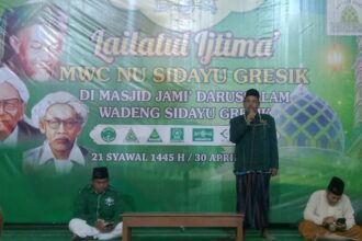 Lailatul Ijtima' MWCNU Sidayu di Ranting NU Wadeng Sidayu Gresik. Foto: Khanif Rosidin/NUGres