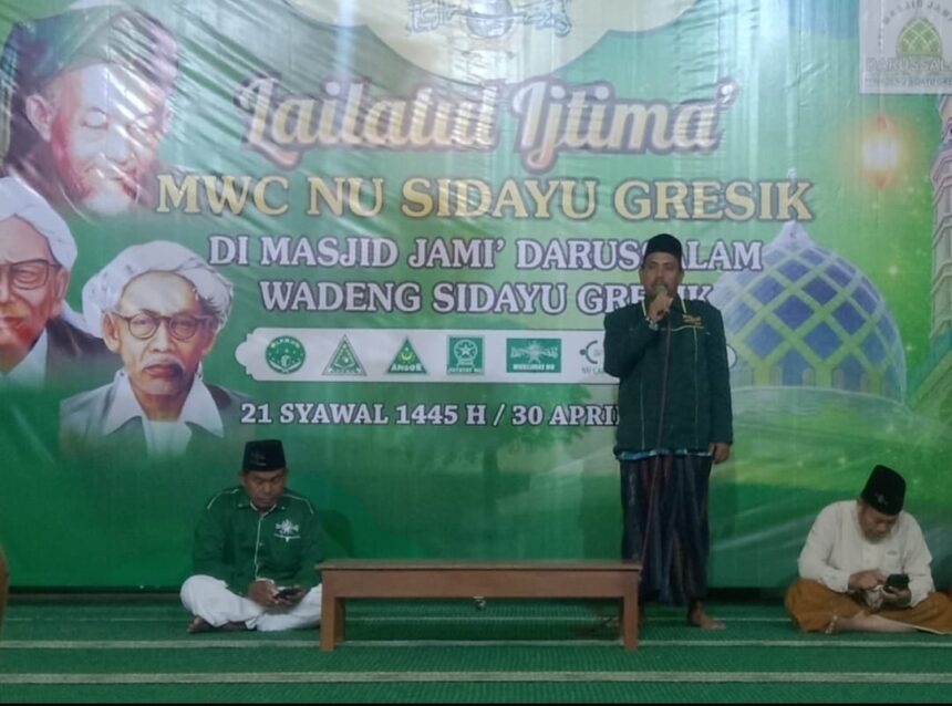 Lailatul Ijtima' MWCNU Sidayu di Ranting NU Wadeng Sidayu Gresik. Foto: Khanif Rosidin/NUGres