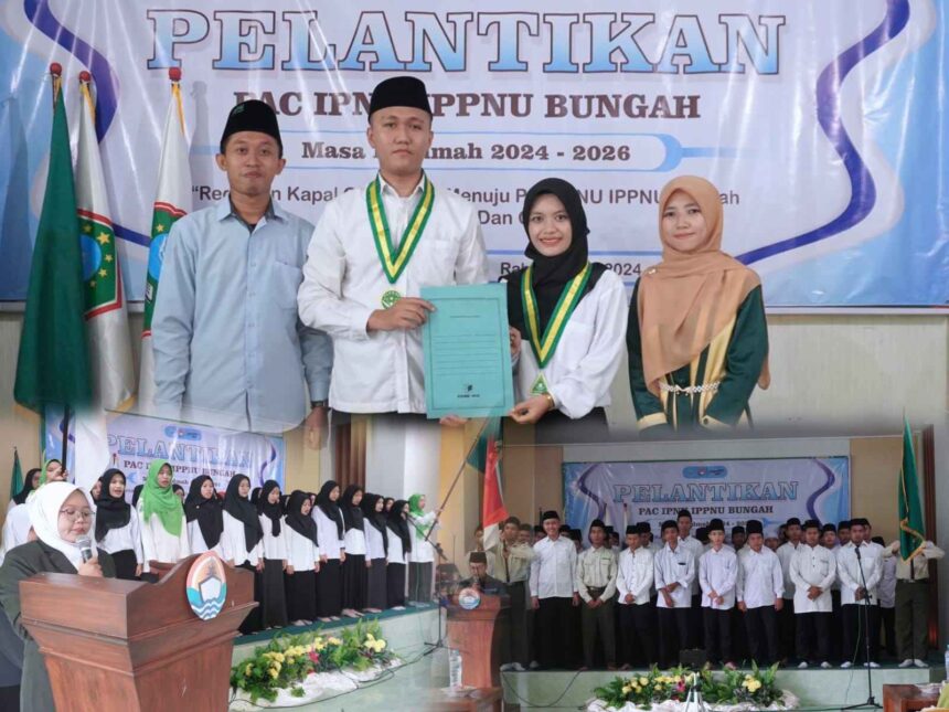 Pelantikan PAC IPNU IPPNU Bungah masa khidmat 2024 - 2026. Foto: dok LTN MWCNU Bungah