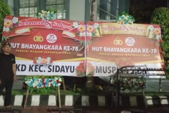 Portofolio Karangan Bunga produksi BUMA PAC GP Ansor Sidayu. Foto: dok PAC GP Ansor Sidayu/NUGres
