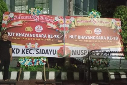 Portofolio Karangan Bunga produksi BUMA PAC GP Ansor Sidayu. Foto: dok PAC GP Ansor Sidayu/NUGres
