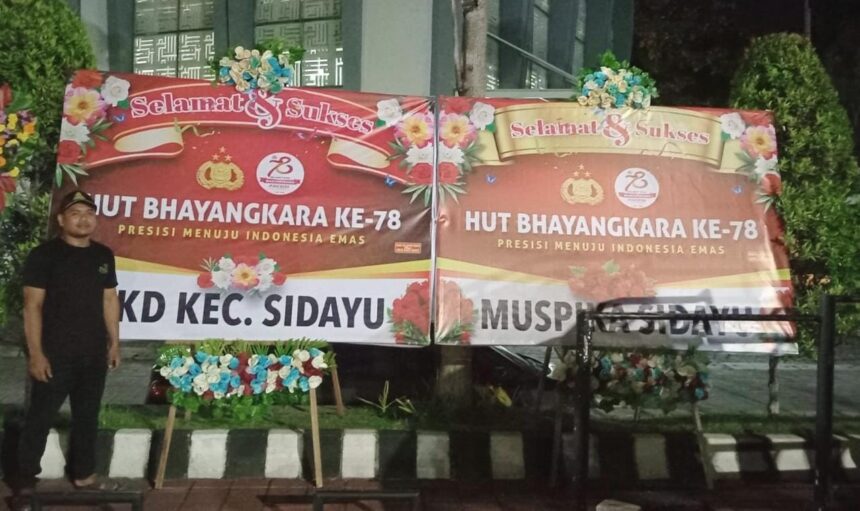 Portofolio Karangan Bunga produksi BUMA PAC GP Ansor Sidayu. Foto: dok PAC GP Ansor Sidayu/NUGres
