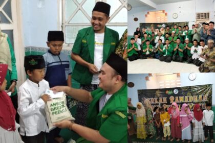 Pimpinan Anak Cabang (PAC) Gerakan Pemuda (GP) Ansor Kecamatan Sidayu Gresik menyalurkan santunan kepada Anak Yatim dan dhuafa di Bulan Ramadhan 1446 H/2025. Foto: dok PAC GP Ansor Sidayu/NUGres