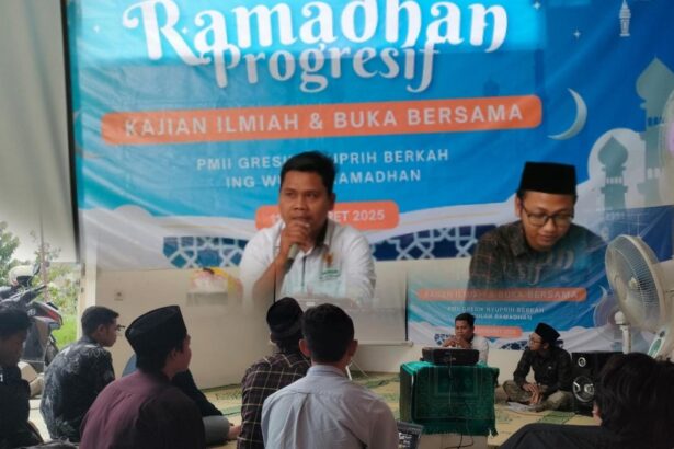 Kajian rutin Ramadhan Progresif PC PMII Gresik pada Ahad (23/3/2025) menghadirkan M. Suhanto alumni PMII yang kini aktif di BAZNAS Gresik guna membedah pentingnya kader memahami konsep filantropi. Foto: dok PMII Gresik/NUGres