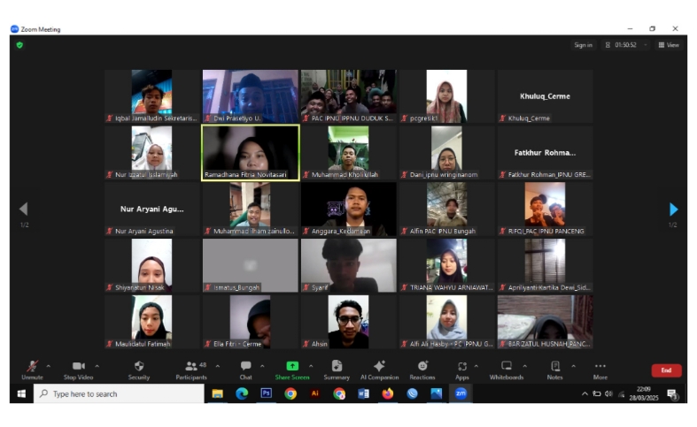 Sosialisasi Akreditasi secara virtual dilaksanakan oleh para pengurus Pimpinan Cabang (PC) bersama Pimpinan Anak Cabang (PAC) IPNU IPPNU se-Gresik secara virtual. Foto: dok PC IPNU IPPNU Gresik/NUGres
