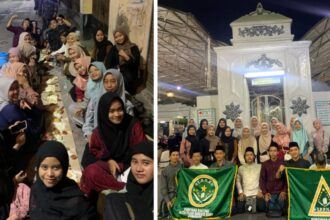 Pegiat IPNU IPPNU di Ranting Kemuning saat melaksanakan ziarah makam waliyullah dan menggelar sahur on the road. Foto: Pimpinan Ranting GP Ansor Kemuning/NUGres