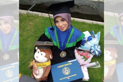 Ulya Farahdina, alumni SDNU 1 Trate Gresik berhasil menyabet gelar Doktor Ilmu Fisika di Institut Teknologi Sepuluh Nopember (ITS) dengan predikat Cumlaude. Foto: ist/NUGres