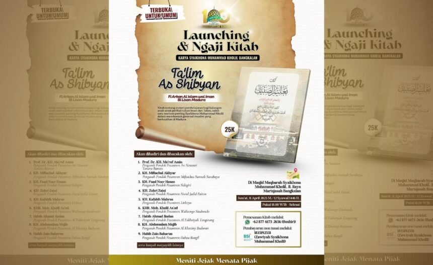 Update Haul Akbar 1 Abad Syaikhona Kholil Bangkalan: Launching dan Ngaji Kitab "Ta'lim As Shibyan". Foto: Instagram TVNU
