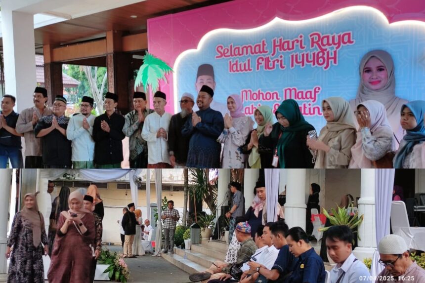 Suasana Open House hari kedua di rumah dinas Bupati Gresik H. Fandi Akhmad Yani dan Wakil Bupati Gresik dr. Asluchul Alif, Senin (7/4/2025) sore. Foto: NUGres