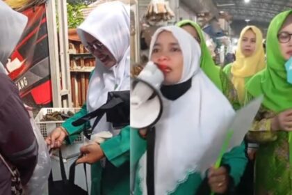 Kader Fatayat NU Gresik Gelar Aksi “Grebek Kantong Plastik” Sambut Hari Lingkungan Hidup Sedunia, Kamis (5/6/2024). Foto: dok PC Fatayat NU Gresik/NUGres