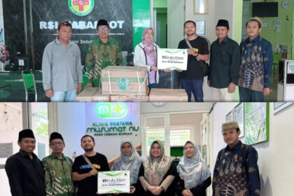 Yayasan Wiratama Salurkan Bantuan Alat Kesehatan hingga Gresik, RSI Mabarrot MWCNU Bungah dan Klinik Muslimat NU Bungah masing-masing menerima 3 unit tabung tabung concentrator. Foto: dok LKNU MWCNU Bungah/NUGres
