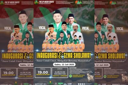 Flyer publikasi rangkaian pelantikan Pimpinan Anak Cabang (PAC) GP Ansor Sidayu, Gresik. Foto: Instagram Ansor Sidayu/NUGres