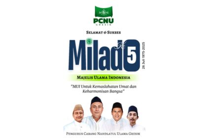 Pengurus Cabang Nahdlatul Ulama (PCNU Gresik) menyampaikan tahniah atas Milad ke-50 Majelis Ulama Indonesia. Foto/ilustrasi: NUGres