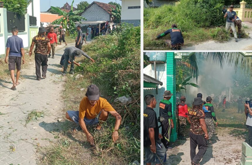 Menyongsong hadirnya bulan Kemerdekaan Republik Indonesia ke-80 tahun, Satkoryon Banser Kecamatan Panceng Laksanakan Bersih-bersih Lingkungan, Jumat (25/7/2025). Foto: dok Satkoryon Banser Panceng/NUGres