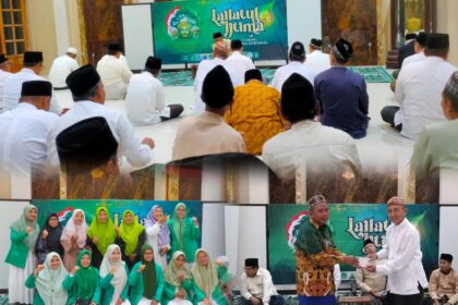 Lailatul Ijtima’ MWCNU Kebomas yang digelar pada Jumat (8/8/2025) malam, mengingatkan jamaah akan pentingnya tiga ukhuwah. Kegiatan ini juga dirangkai dengan santunan anak yatim dan penggalangan dana pembangunan klinik. Foto: dok MWCNU Kebomas/NUGres