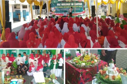 Pimpinan Anak Cabang (PAC) Muslimat NU Manyar, menggelar Lomba Hias Nasi Tumpeng sebagai upaya menyambut Hari Ulang Tahun (HUT) Kemerdekaan Republik Indonesia ke-80. Kegiatan penuh semangat kebangsaan ini diselenggarakan di Ranting Muslimat NU Tebalo pada Ahad (3/8/2025). Foto: dok PAC Muslimat NU Manyar/NUGres