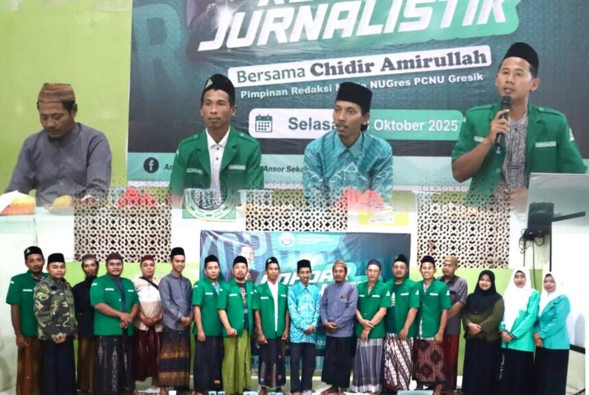 Tingkatkan kapasitas pengelolaan media, PR GP Ansor Sekapuk Gresik Bikin Kopdar Jurnalistik bareng Pemred NUGres, Selasa (28/10/2025). Foto: Instragram @gp_ansorsekapuk/NUGres