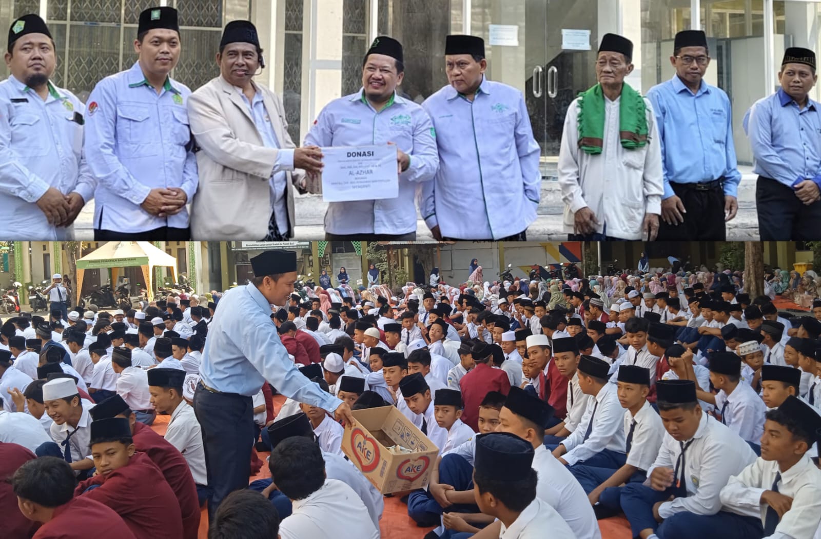 Penggalangan dana dilakukan di seluruh unit LPI Al Azhar naungan Pondok Pesantren Darul Ihsan Menganti yang selanjutnya diserahkan kepada Lazisnu PCNU Gresik untuk disalurkan kepada Pondok Pesantren Al Khoziny. Foto: dok PP Darul Ihsan Menganti/NUGres