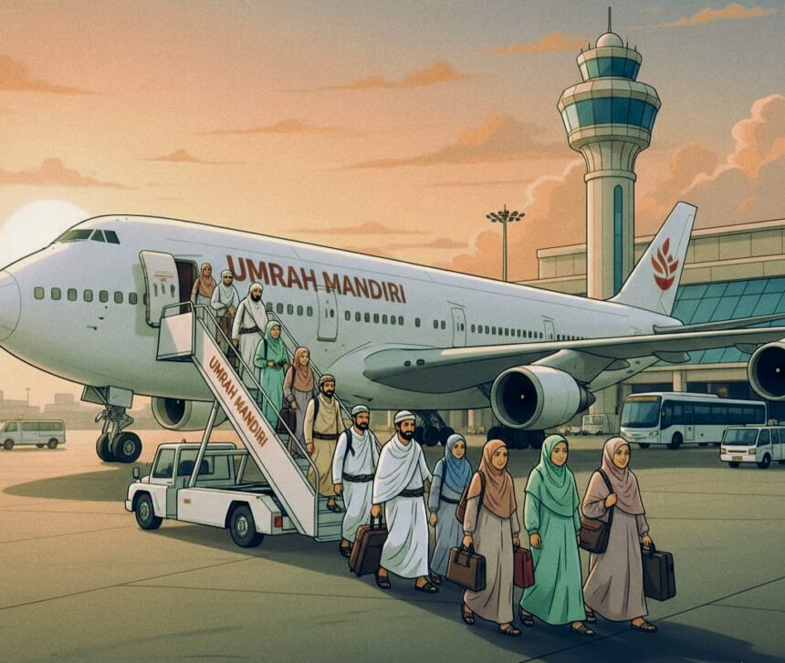 ilustrasi umrah mandiri. Foto: gemini Ai