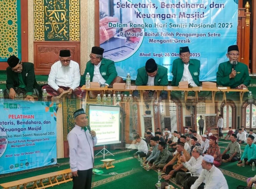 Lembaga Takmir Masjid (LTM) MWCNU Menganti menggelar pelatihan sekretaris, bendahara serta keuangan masjid dan mushala di wilayah Kecamatan Menganti, Ahad (26/10/2025). Foto: dok LTMNU Gresik/NUGres