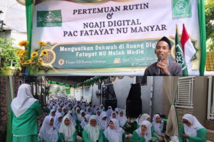 Bekali kader semakin melek digital, PAC Fatayat NU Manyar menghadirkan NUGres Media guna sharing hingga meneguhkan komitmen memperkuat gerakan dakwah digital, Ahad (30/11/2025). Foto: dok PAC Fatayat NU Manyar/NUGres