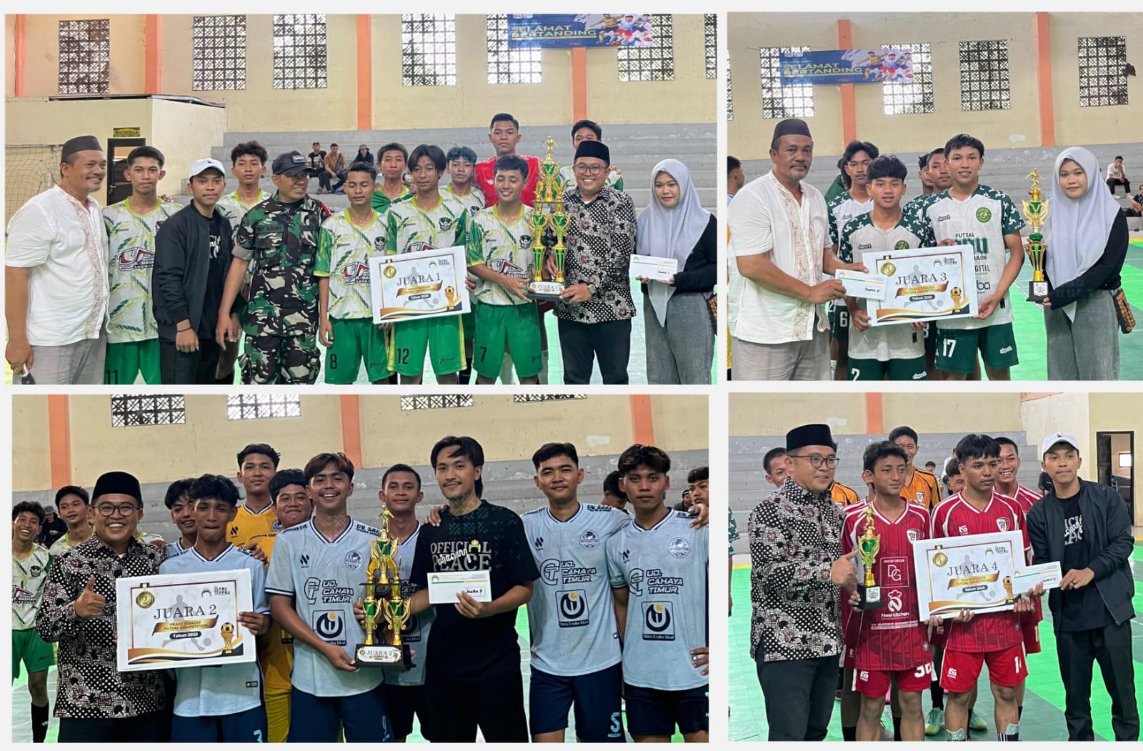 Para juara Peace Sidajoe Championship Futsal Competition Tahun 2025 menerima trofi dan hadiah. Foto: dok PAC IPNU IPPNU Sidayu/NUGres
