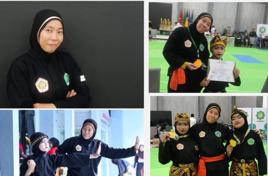 Melalui sosok pelatih perempuan bernama lengkap Siti Sayyidatul Umroh S.pd., generasi santri Pagar Nusa terus bersemi di lembaga-lembaga pendidikan. Foto: ist/NUGres