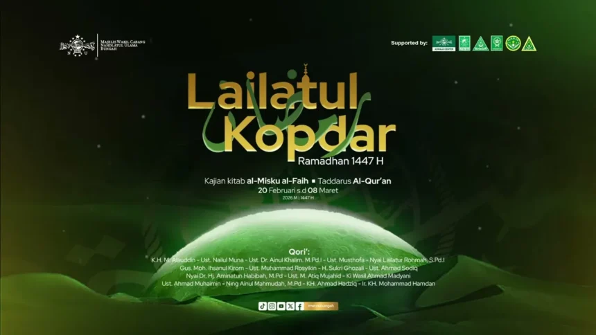 Lailatul Kopdar MWCNU Bungah di bulan Ramadan 1447 Hijriah/2026 serta deretan Qori' (Pembicara) dalam kegiatan tersebut. Foto/ilustrasi: Thumbnail YouTube MWC NU Bungah
