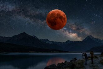Ilustrasi Gerhana Bulan. Foto: Ai Generated